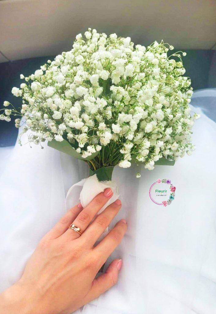 Buchet de mireasă cu gypsophila (floarea miresei) pentru un decor romantic de nuntă